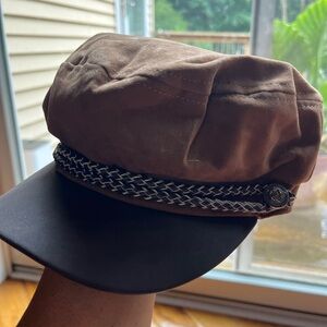 Camel and Dark Brown Cap with Braided Detail